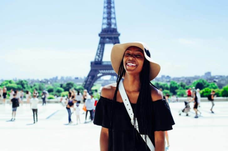 Woman in Paris travel destination.